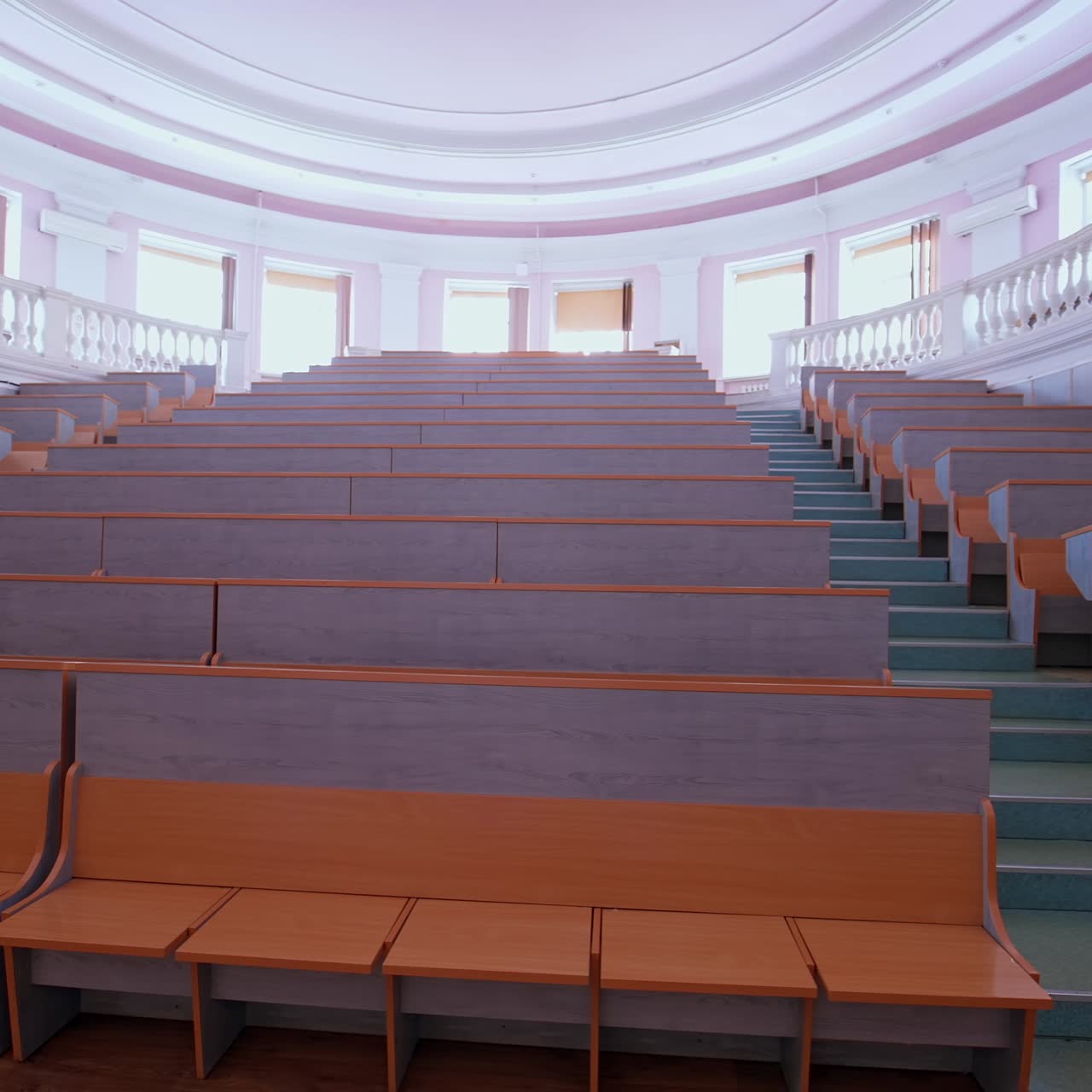 Wooden panelled university lecture theatre