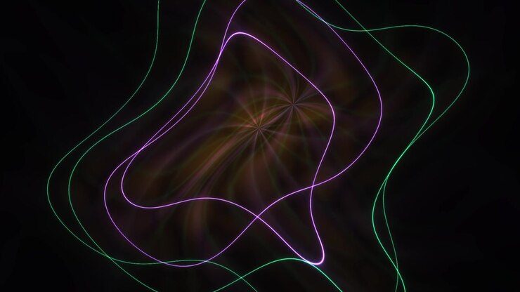 Abstract Neon Light Waves Pulsing in Dark Space