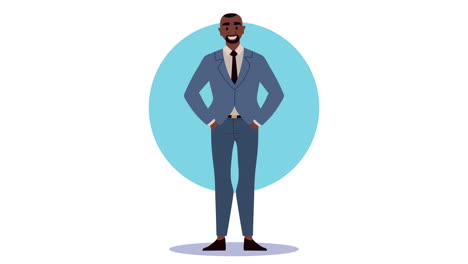afro businessman stabding character animation