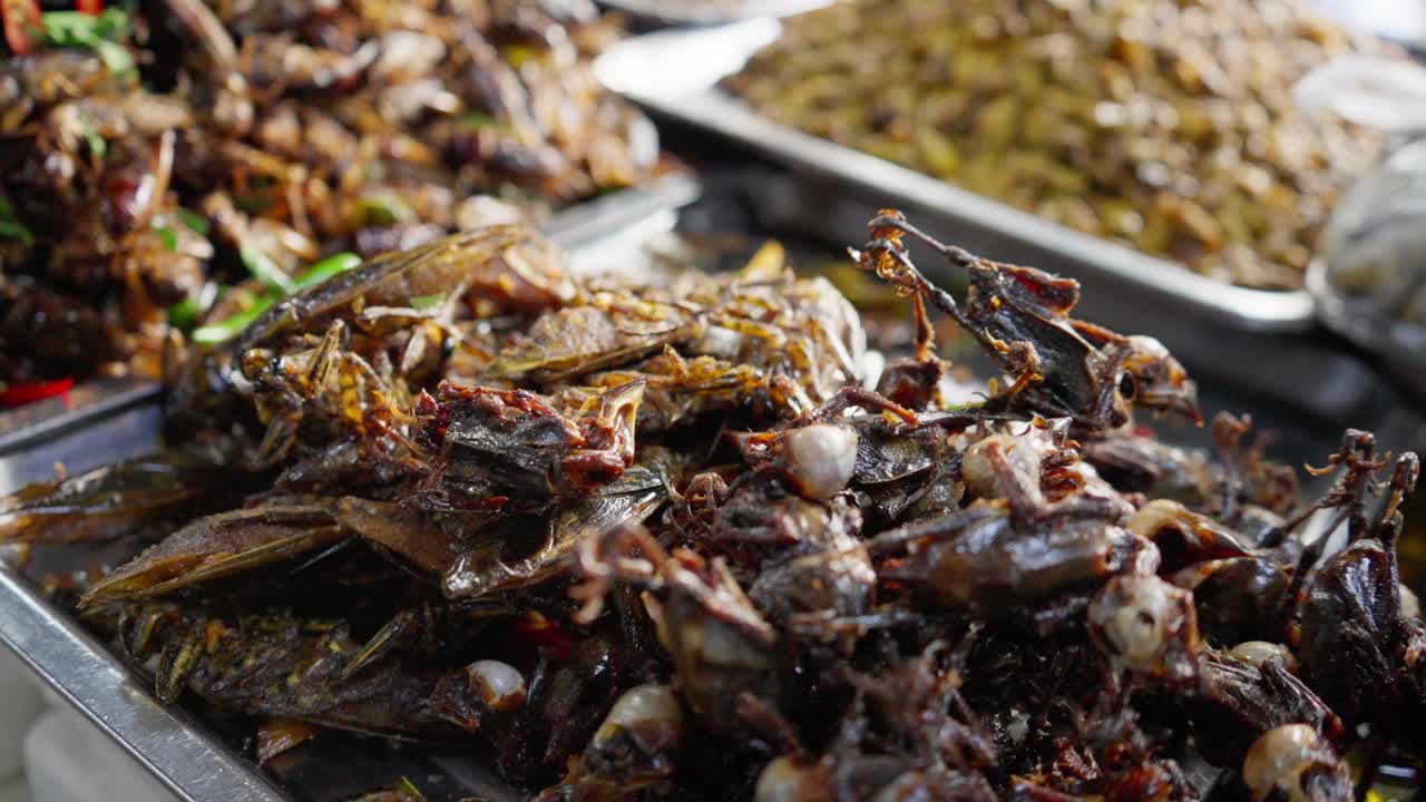 Roasted insects for sale in Cambodian market. Southeast Asian cuisine ...