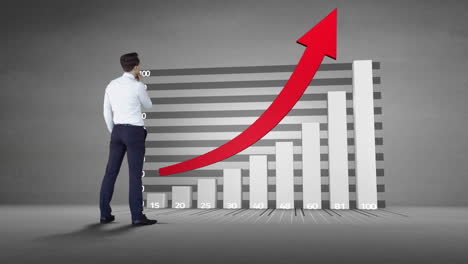 Geschäftsmann-Beobachtet-Fortschrittsdiagramm-Mit-Pfeil