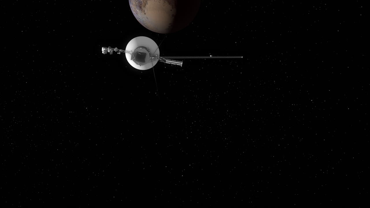 la voyager 1 se dirige hacia el antiguo planeta plutón para tomar fotos en el sobrevuelo mientras la cámara se desplaza hacia arriba para revelar 4k