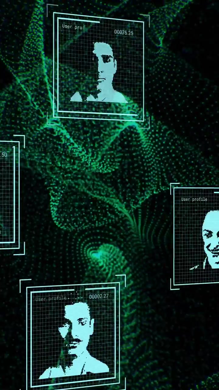Animaatio yhteysverkoista digitaalisten biometristen valokuvien kera