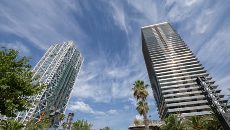 barcelona beach skyline viewed from the port