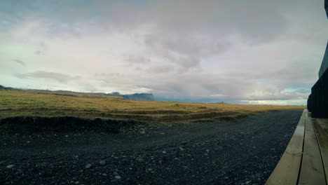 clouds rolling over icelandic landscape