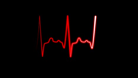 heartbeat flatline. cardiac impulse sequence on black background