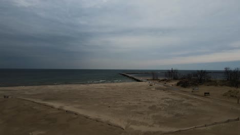 the deck restaurant in muskegon during an overcast spring day