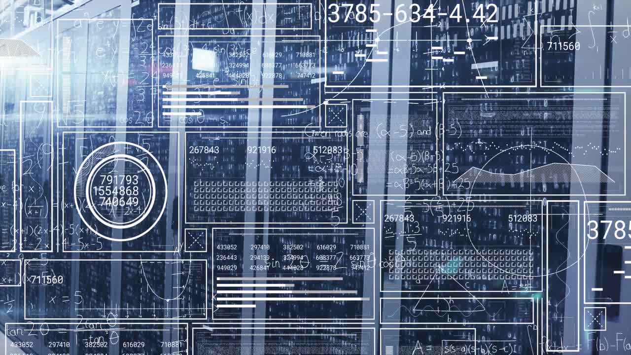 animación del procesamiento de datos en la sala de servidores