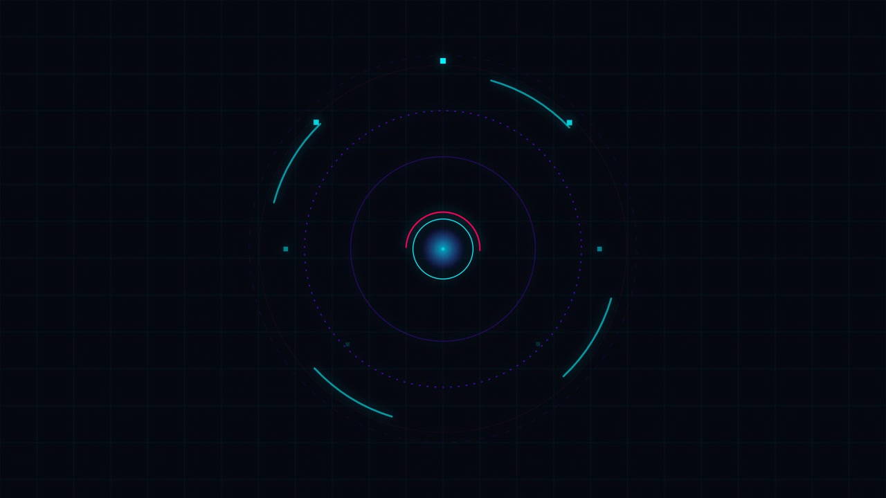 Abstract Digital HUD Interface with Rotating Circular Elements