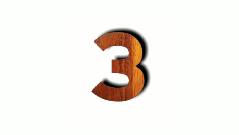 wooden number 3 three animation isolated on white background. motion graphics numbers sign symbol for video element