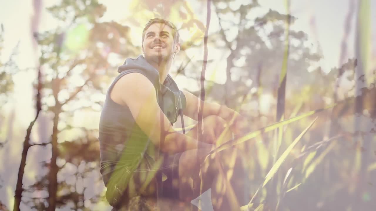 바위 위 에 앉아 있는 산책자