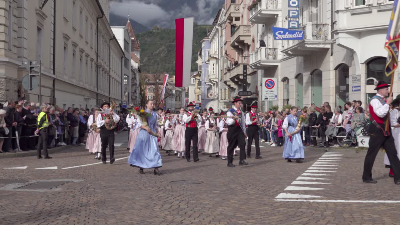 Brass band Moelten at the annual Grape Festival, Meran - Merano, South Tyrol, Italy (part 1 of 2)