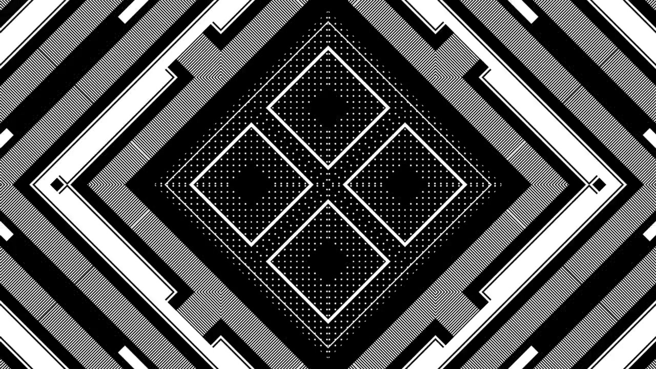 Abstract Geometric Animation with Pulsing Black and White Patterns