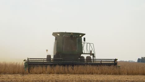 midwest farm being harvested in the brisk october early evening