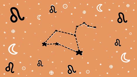 stop motion hand drawn animation of leo zodiac sign symbol and constellation