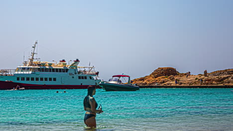 time lapse of people enjoying in gramvousa beach in sunny day