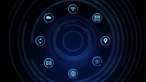 abstract futuristic technology interface with icons