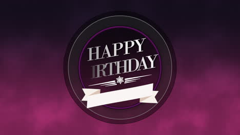 colorido letrero de feliz cumpleaños con fondo de gradiente púrpura y rosa