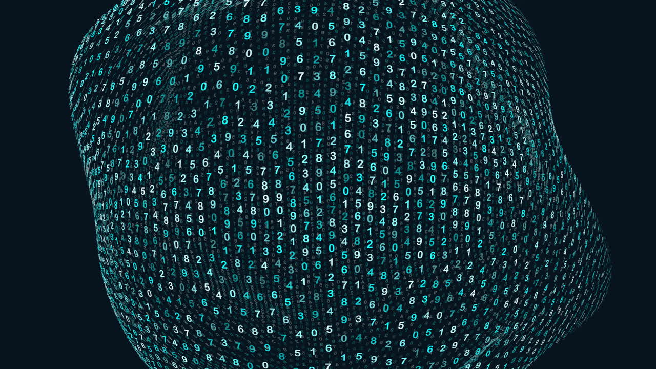 Matrix pattern with numbers on black space