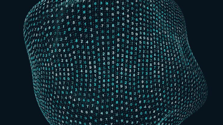 Matrix pattern with numbers on black space
