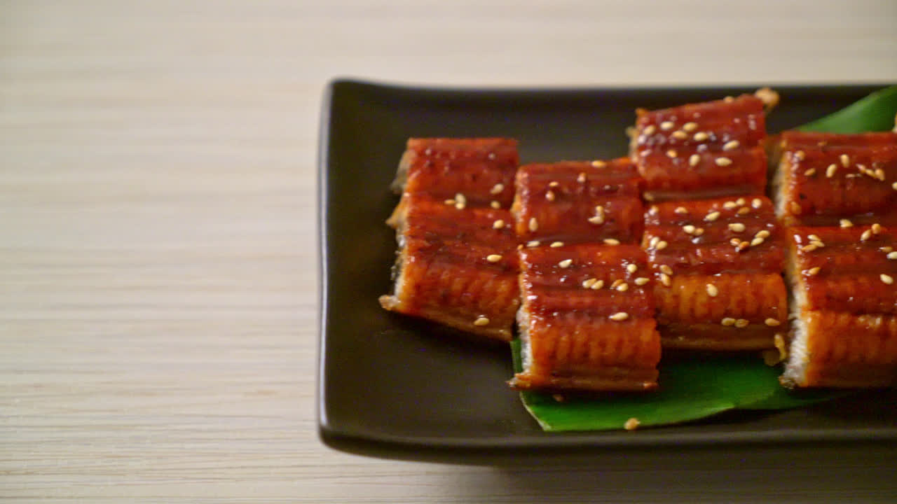 sliced grilled eel or grilled unagi with sauce (Kabayaki) - .Japanese food style