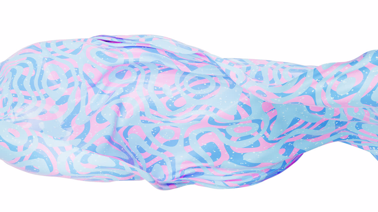 3d 렌더링으로 알파 채널을 가진 추상적인 파동 패턴으로 흐르는 천