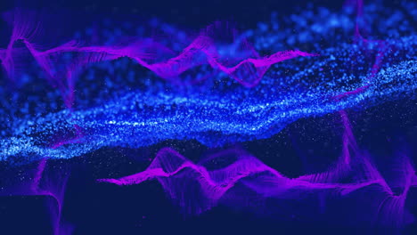 animation of purple shapes over blue light spots on black background