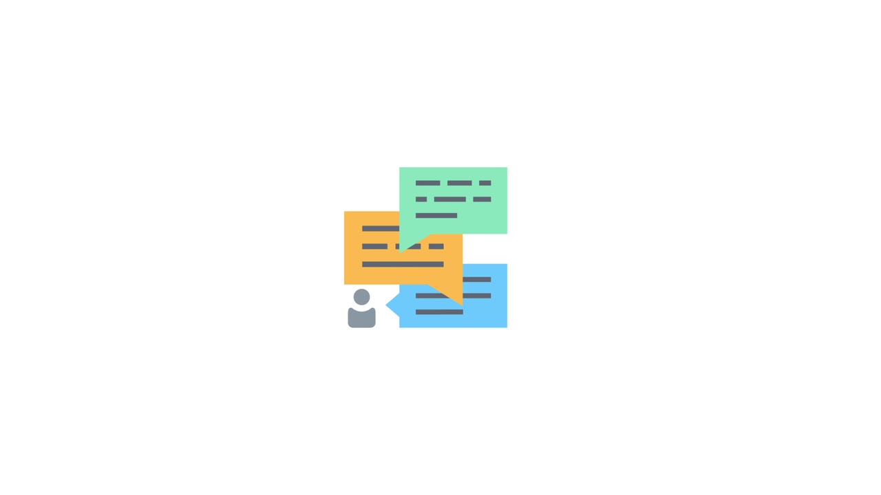 Animated Communication Icon with Person and Chat Bubbles