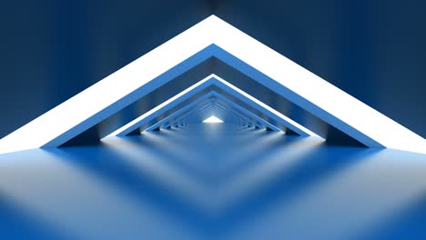 túnel de fondo arquitectónico futurista con triángulo azul en bucle