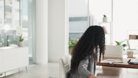 fast, motion and a woman in an office for work