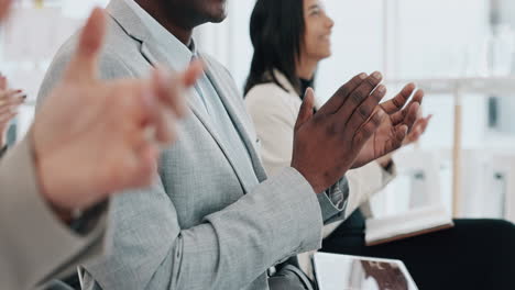 Business-people,-hands-and-applause-in-meeting