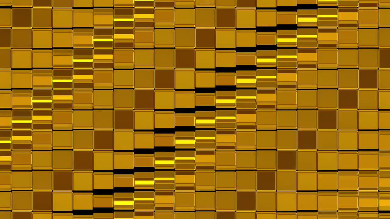 Abstract Golden Glass Tile Grid with Wavy Pattern Background
