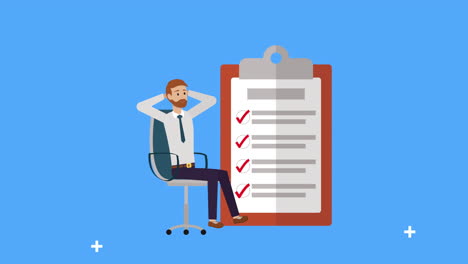 joven empresario con lista de comprobación clipboard