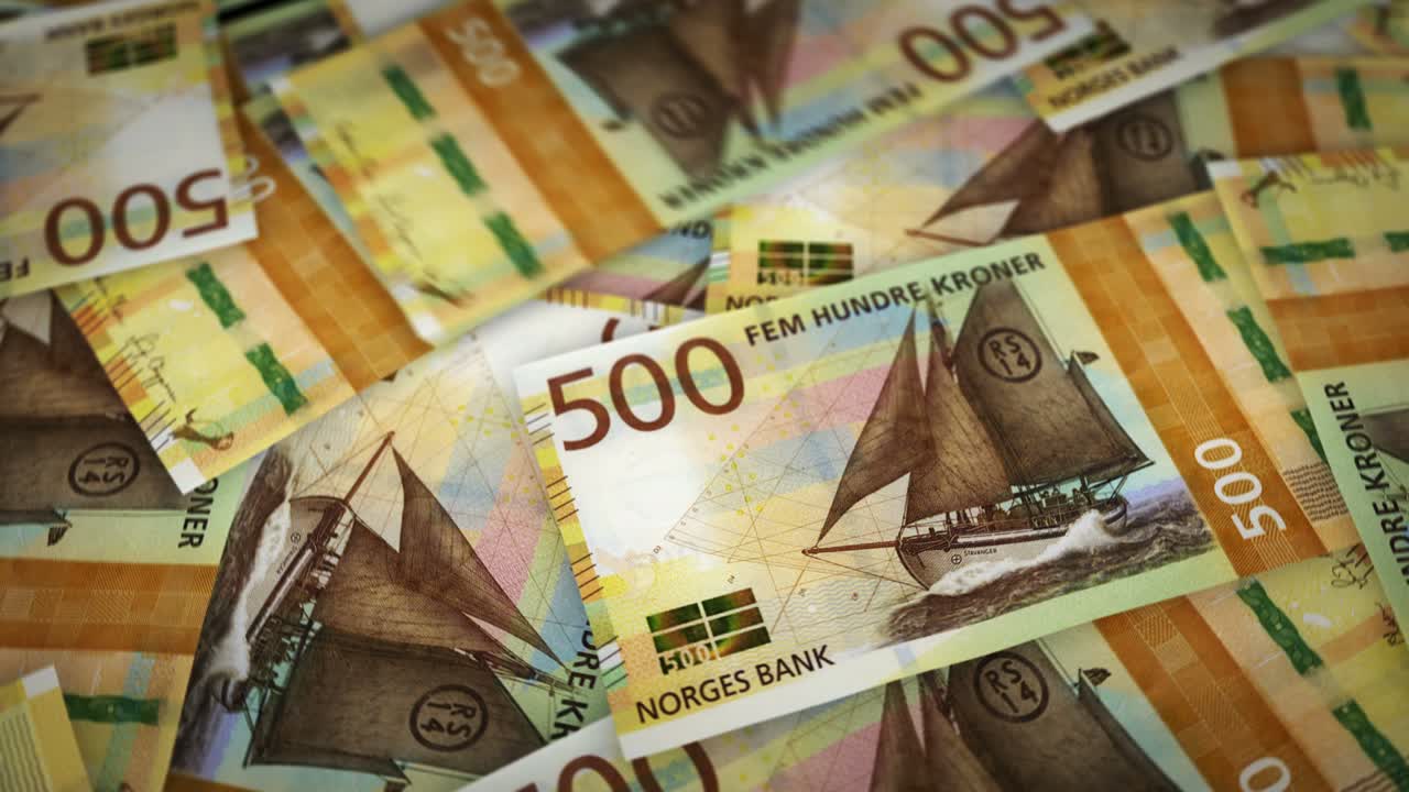 corona noruega creciente pila de dinero bucle sin costuras