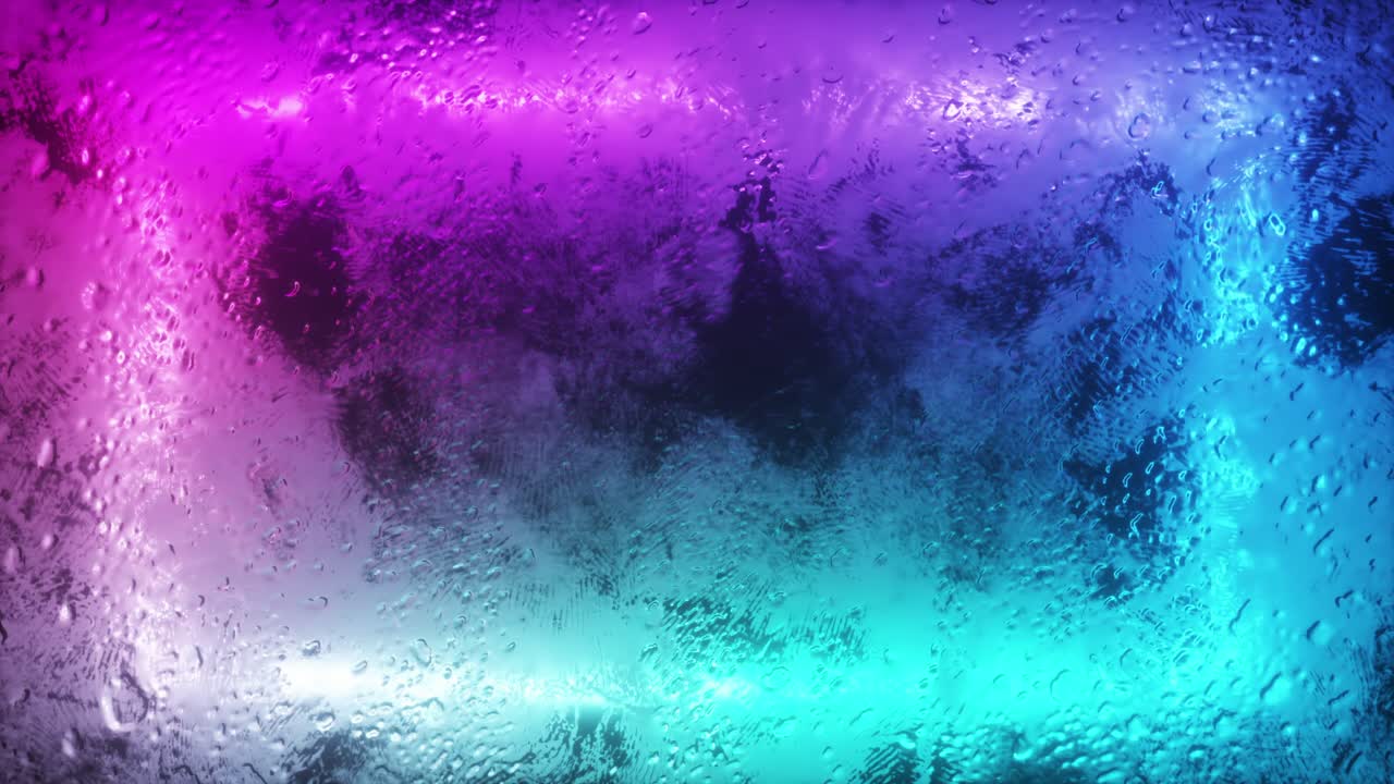 luz de neón a través de la ventana helada