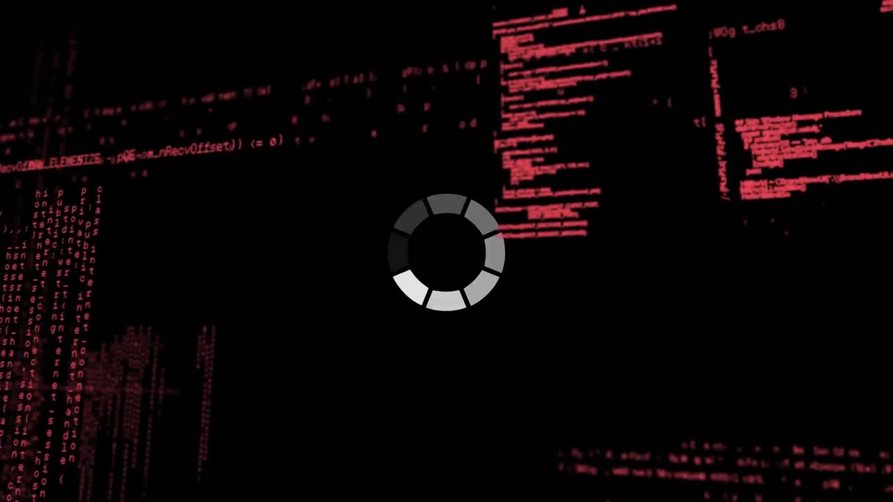 Animation of data loading ring on black background