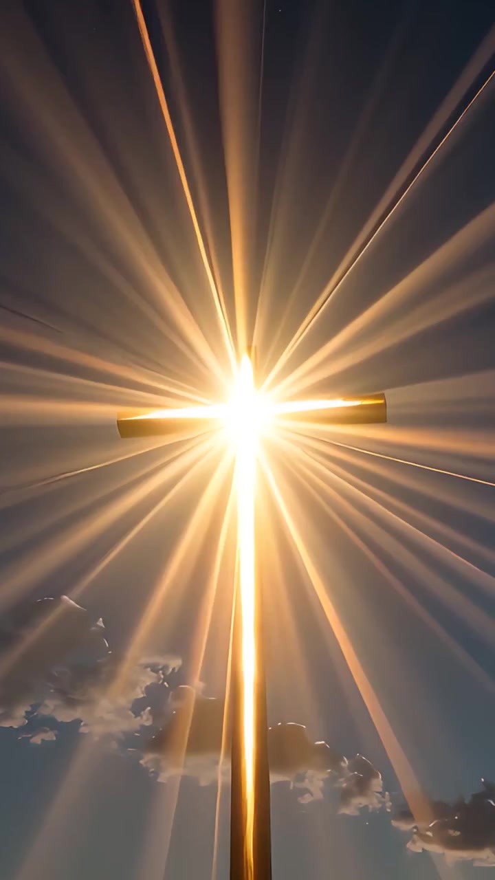 Christian Cross Heavenly Light Worship Background 4K