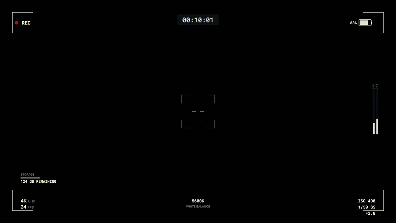 Digital Camera Recording Interface Overlay on Black Background
