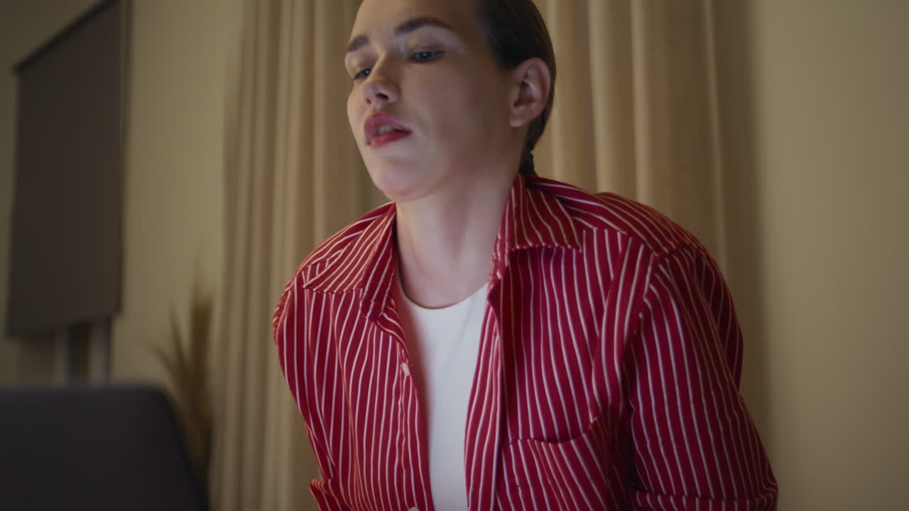 Remote manager checking computer research online. Closeup busy freelancer work