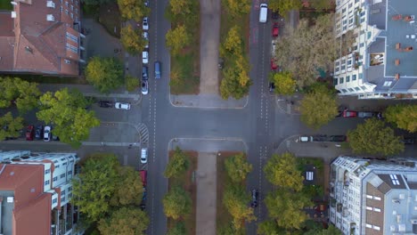 Straße-Mit-Bäumen-Mittelstreifen-Radfahrer-Autos-1