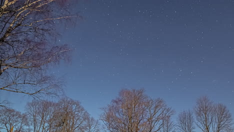 timelapse of the rotational motion of the earth, causing the appearance of the stars moving throughout the night sky