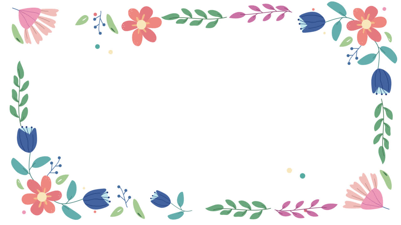 una animación de marco floral con diferentes especies