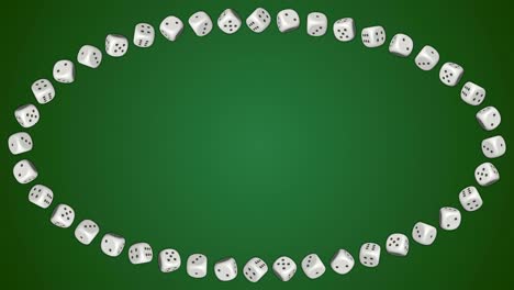 cubos de dados casino juego de azar elipse verde marco de borde fondo