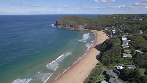 Vista-Aérea-De-Macmasters-Beach-Y-Copacabana-Beach-En-Nueva-Gales-Del-Sur,-Australia