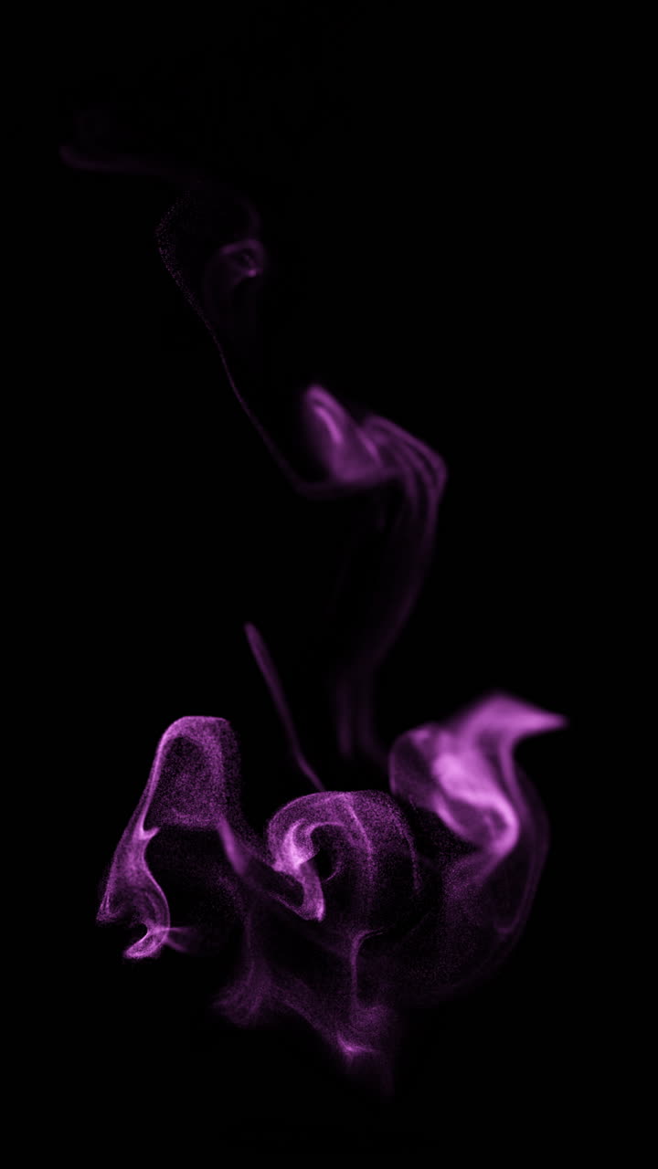 Fumo astratto di particelle viola su sfondo nero