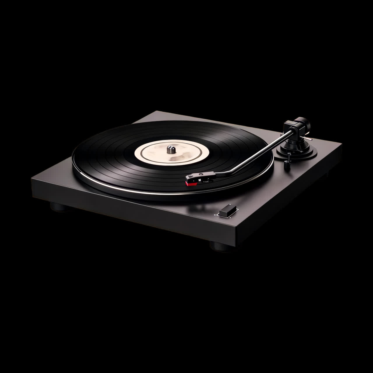 Vintage turntable on green background animation isolated asset, transparent 4K video, alpha channel