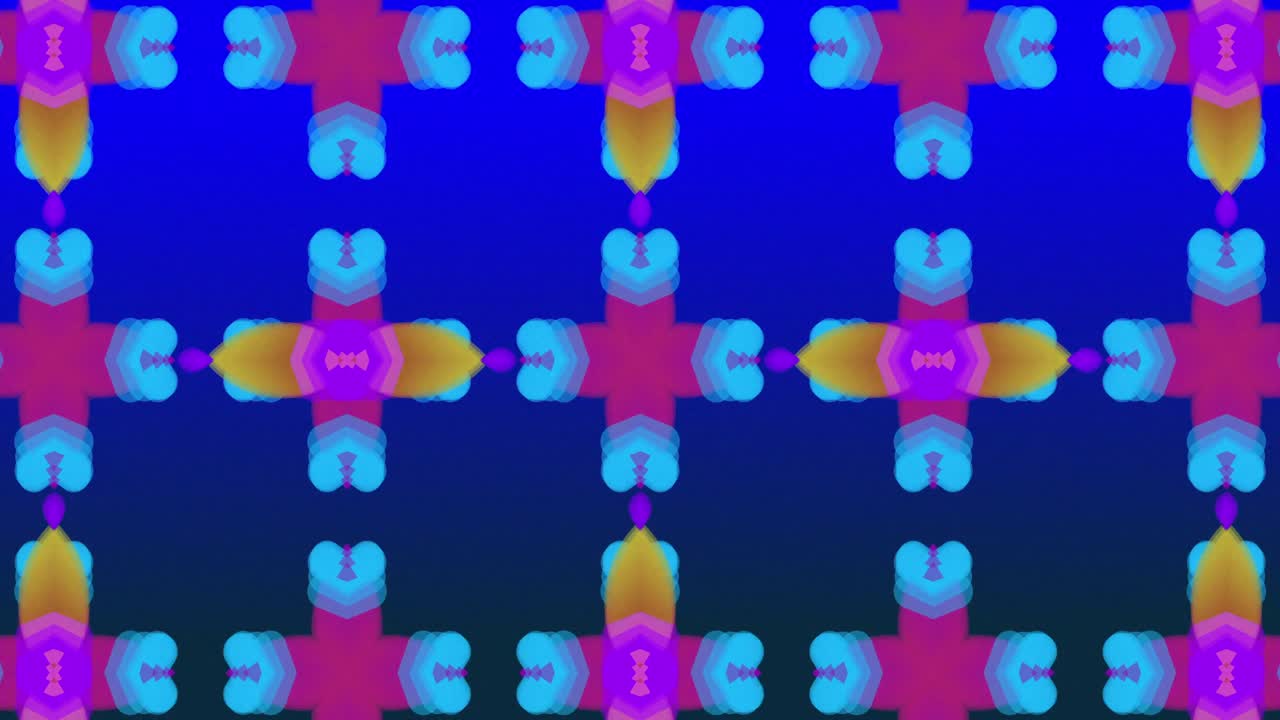 파란색 배경에 대해 최면 운동으로 움직이는 추상적인 모양의 애니메이션