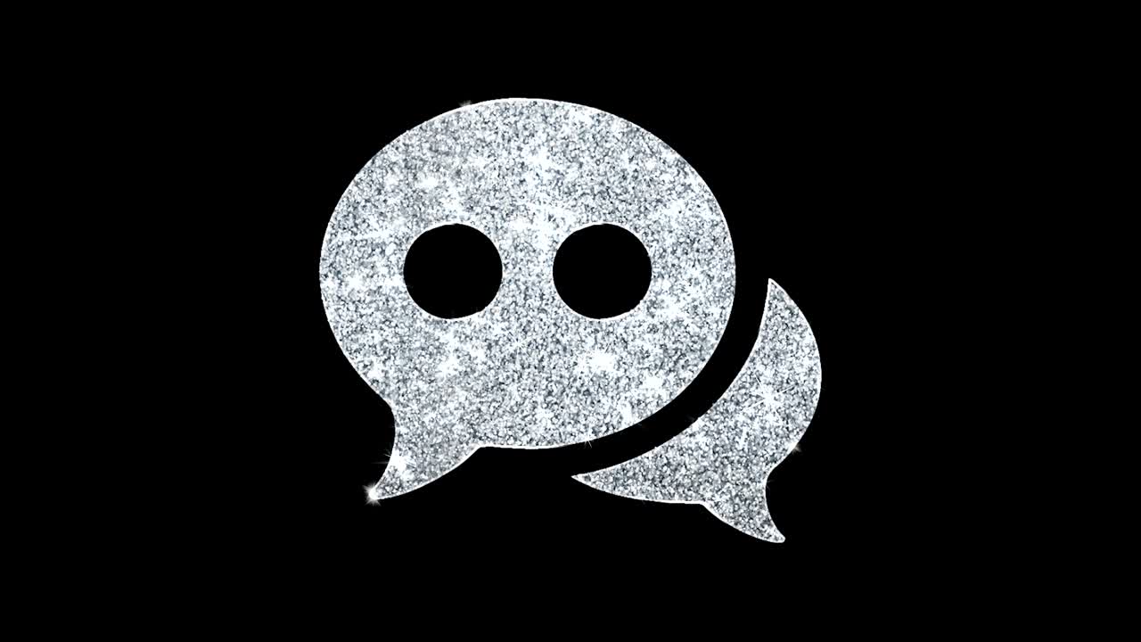 Chat Message Bubble, Talk Icon Shining Glitter Loop Blinking Particles .