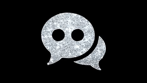la burbuja de mensajes de chat, el icono de conversación brillando el bucle de brillo parpadeando partículas.