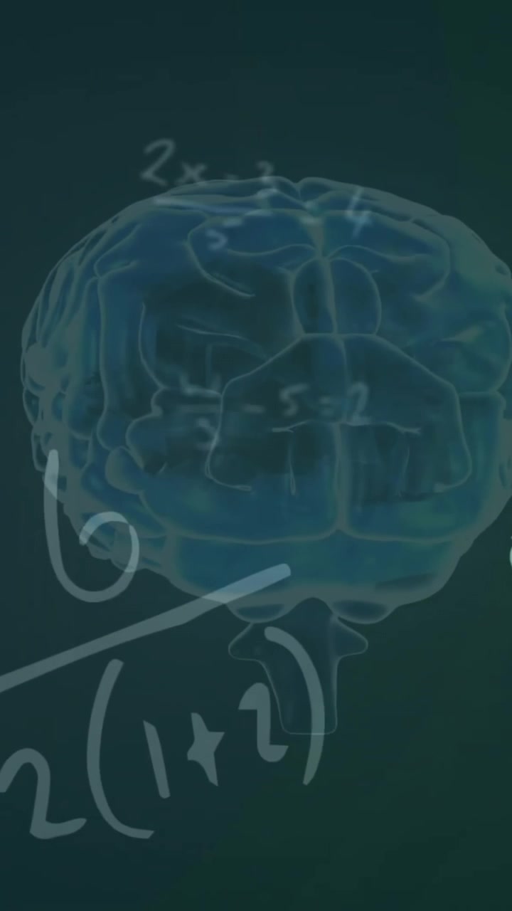 Animation of mathematical data processing over human brain and globe with connections